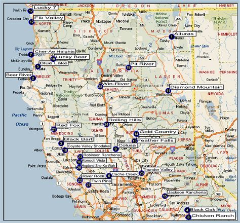map of california casino locations.